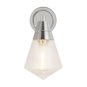 Willard 1-Light Wall Sconce in Polished Nickel with Clear Prismatic Glass