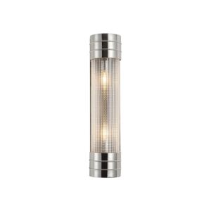 Willard 2-Light Bathroom Vanity Light in Polished Nickel with Clear Prismatic Glass