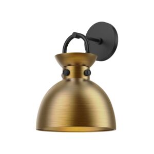 Waldo 1-Light Wall Sconce in Matte Black with Aged Gold