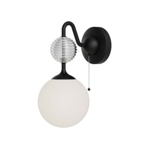 Celia 1-Light Wall Sconce in Matte Black with Opal Glass