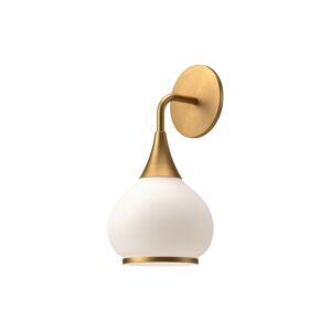 Hazel 1-Light Bathroom Vanity Light in Aged Gold with Opal Glass