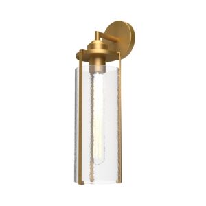Belmont 1-Light Bathroom Vanity Light in Aged Gold with Clear Water Glass