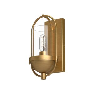 Cyrus 1-Light Bathroom Vanity Light in Aged Gold with Clear Glass