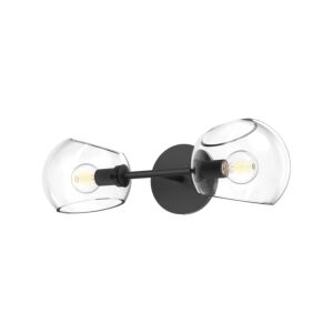 Willow 2-Light Bathroom Vanity Light in Matte Black with Clear Glass