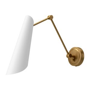 Gabriel 1-Light Bathroom Vanity Light in Aged Gold with White