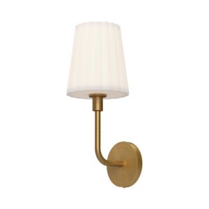 Plisse 1-Light Bathroom Vanity Light in Aged Gold with Opal Glass