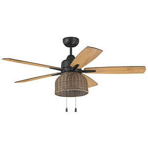 Craftmade Woven 3-Light Ceiling Fan with Blades Included in Flat Black