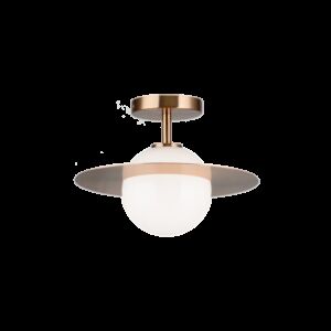 Matteo Saturn 1 Light Ceiling Light In Aged Gold Brass With Opal Glass