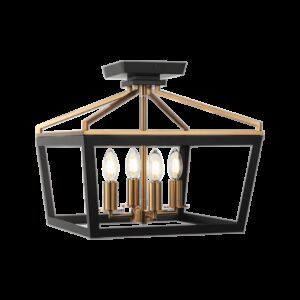 Matteo Mavonshire 1-Light Ceiling Light In Black With Aged Gold Brass