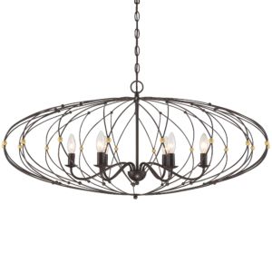 Crystorama Zucca 6 Light Chandelier in English Bronze And Antique Gold