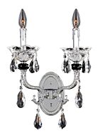 Allegri Faure 2 Light Wall Sconce in Chrome w/ Firenze Crystal