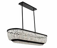 Allegri Terzo 7 Light Contemporary Chandelier in Matte Black with Polished Chrome