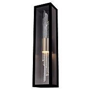 Allegri Lucca Esterno 30" Outdoor Wall Sconce in Matte Black and Brushed champagne gold