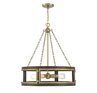 Savoy House Lakefield 4 Light Pendant in Burnished Brass with Walnut