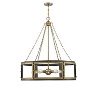 Savoy House Lakefield 6 Light Pendant in Burnished Brass with Walnut