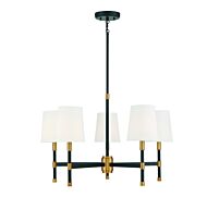 Savoy House Brody 5 Light Chandelier in Matte Black with Warm Brass Accents