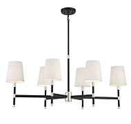 Savoy House Brody 6 Light Linear Chandelier in Matte Black with Polished Nickel Accents