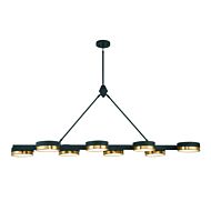 Savoy House Ashor 8 Light LED Linear Chandelier in Matte Black with Warm Brass Accents