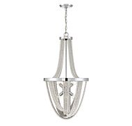 Savoy House Contessa 6 Light Chandelier in Polished Chrome with Wooden Beads