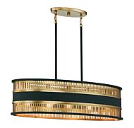 Savoy House Eclipse 5 Light Linear Chandelier in Matte Black with Warm Brass Accents