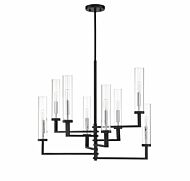Savoy House Folsom 8 Light Adjustable Chandelier in Matte Black with Polished Chrome Accents