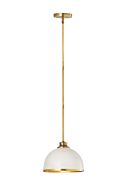 Z-Lite Landry 1-Light Pendant Light In Matte White With Rubbed Brass
