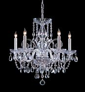 Crystorama Traditional Crystal 5 Light 21 Inch Traditional Chandelier in Polished Chrome with Clear Swarovski Strass Crystals