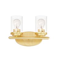 Corona 2-Light Bathroom Vanity Light in Satin Brass