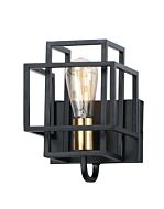 Liner 1-Light Wall Sconce in Black with Satin Brass
