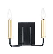 Sullivan 2-Light Wall Sconce in Black with Gold