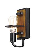 Black Forest 1-Light Wall Sconce in Black with Ashbury