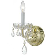 Crystorama Traditional Crystal 9 Inch Wall Sconce in Polished Brass with Clear Swarovski Strass Crystals