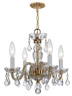 Crystorama Traditional Crystal 4 Light 12 Inch Mini Chandelier in Polished Brass with Clear Spectra Crystals