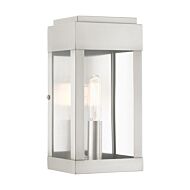 York 1-Light Outdoor Wall Lantern in Brushed Nickel w with Brushed Nickel Stainless Steel