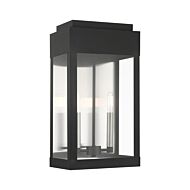 York 2-Light Outdoor Wall Lantern in Black w with Brushed Nickels w/ Brushed Nickel Stainless Steel
