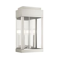 York 2-Light Outdoor Wall Lantern in Brushed Nickel w with Brushed Nickel Stainless Steel