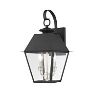 Wentworth 2-Light Outdoor Wall Lantern in Black w with Brushed Nickel Cluster