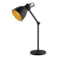 Priddy 2 1-Light Table Lamp in Black with Gold