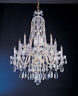 Crystorama Traditional Crystal 10 Light 35 Inch Traditional Chandelier in Polished Brass with Clear Swarovski Strass Crystals