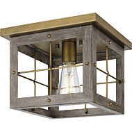 Hedgerow 1-Light Flush Mount in Distressed Brass