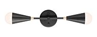 Lovell 2-Light Wall Sconce in Black with Satin Brass
