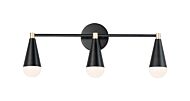 Lovell 3-Light LED Bathroom Vanity Light in Black with Satin Brass