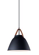 Nordic 1-Light Pendant in Tan Leather with Black