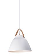 Nordic 1-Light Pendant in Tan Leather with White