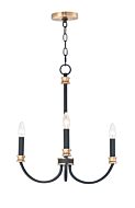 Maxim Charlton 3 Light Transitional Chandelier in Black and Antique Brass