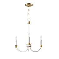 Charlton 3-Light Chandelier in Weathered White with Gold Leaf