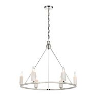 White Stone 6-Light Chandelier in Polished Nickel