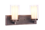 Texture 2-Light Bathroom Vanity Light in Natural Iron with Vintage Iron