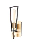 Wings 1-Light Wall Sconce in Black with Satin Brass