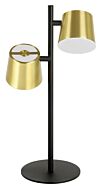 Altamira 2-Light LED Table Lamp in Structured Black & Brass